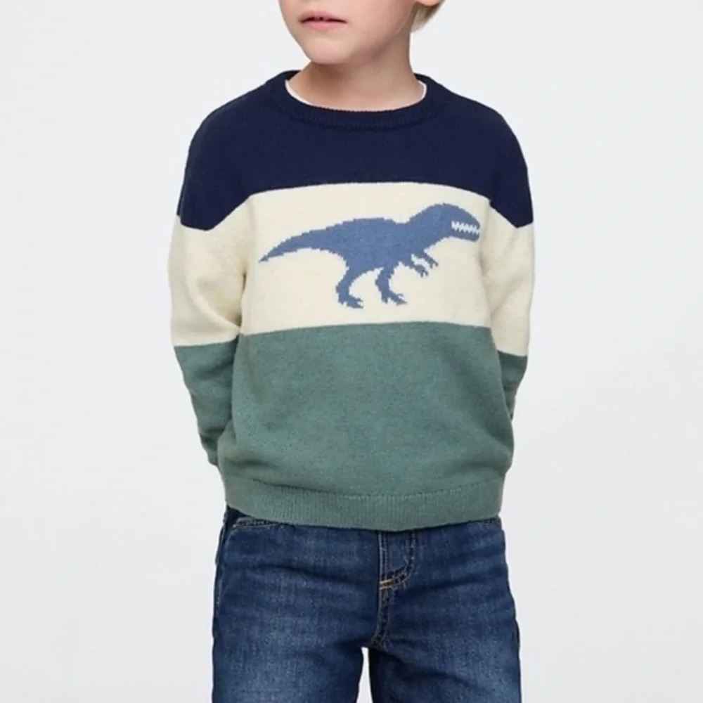 Gap baby Dinosaur Sweater - Blue, Cream, Green